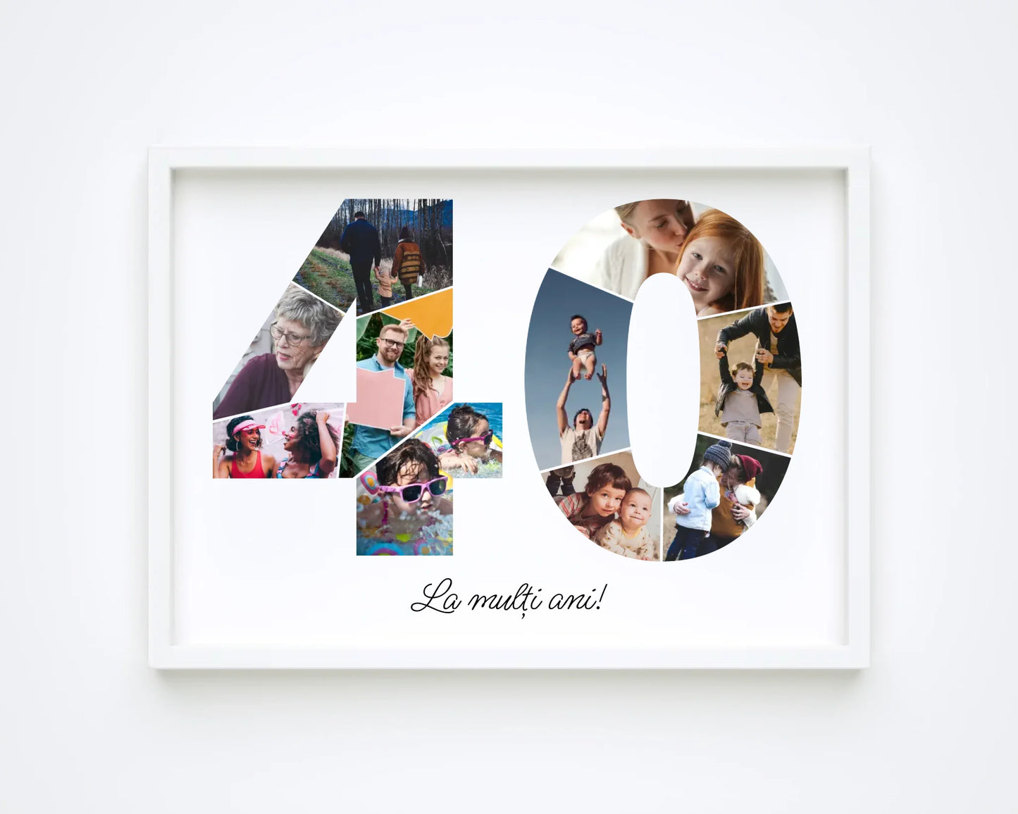 Tablou personalizat colaj foto cifră – Cadou de ziua de naștere (40-49)