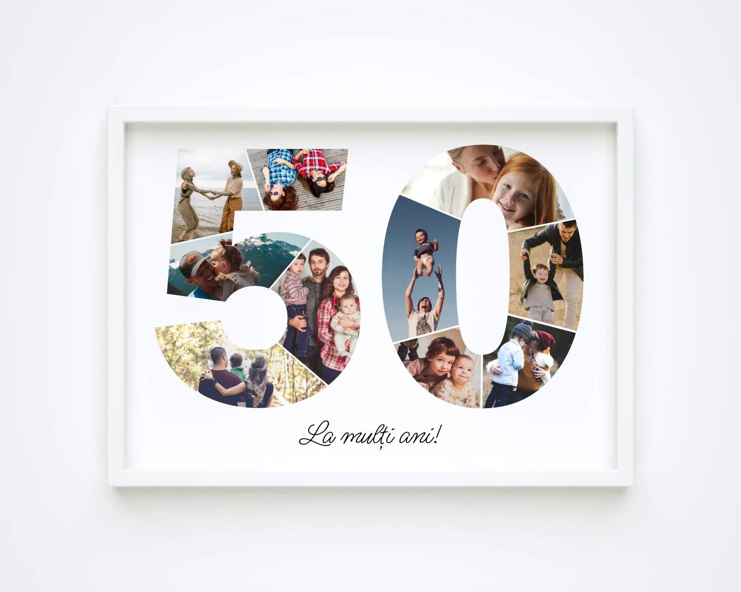 Tablou personalizat colaj foto cifră – Cadou de ziua de naștere (50-59)
