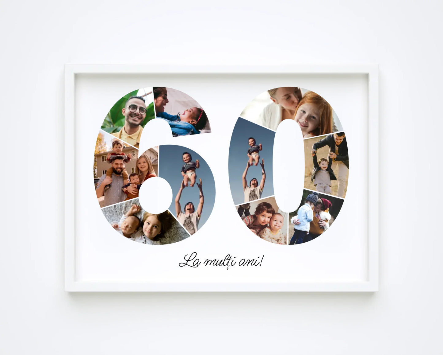 Tablou personalizat colaj foto cifră – Cadou de ziua de naștere (60-69)