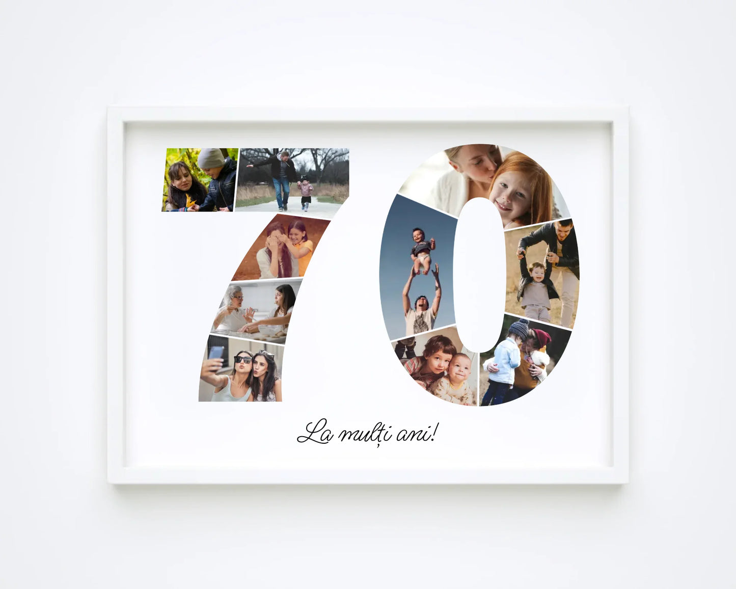 Tablou personalizat colaj foto cifră – Cadou de ziua de naștere (70-79)