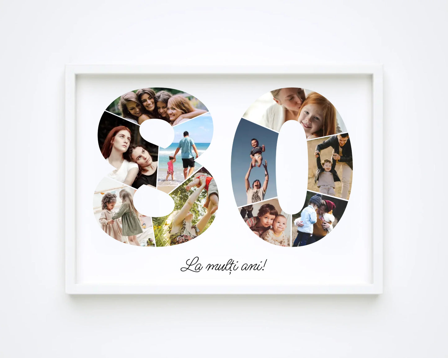 Tablou personalizat colaj foto cifră – Cadou de ziua de naștere (80-89)