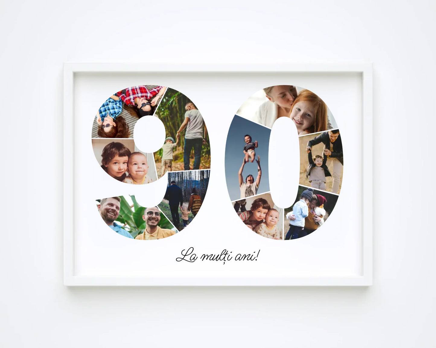 Tablou personalizat colaj foto cifră – Cadou de ziua de naștere (90-99)