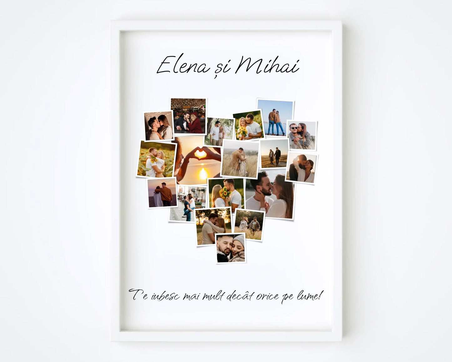 Tablou colaj foto în formă de inimă – Cadou personalizat pentru cupluri