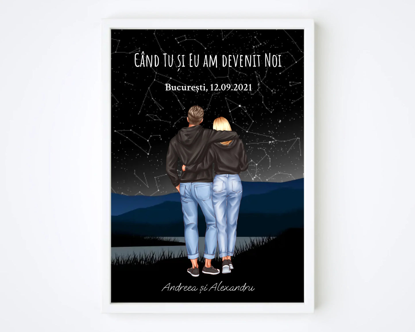 Poster personalizat cu harta stelelor – Cadou romantic pentru cupluri