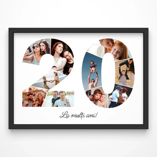 Tablou personalizat colaj foto cifră – Cadou de ziua de naștere (20-29)