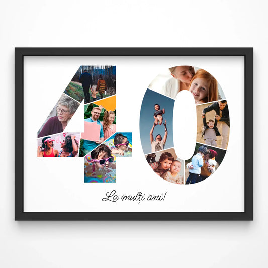 Tablou personalizat colaj foto cifră – Cadou de ziua de naștere (40-49)