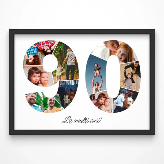 Tablou personalizat colaj foto cifră – Cadou de ziua de naștere (90-99)