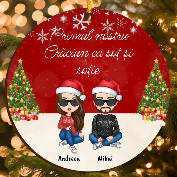 Ornament Personalizat Primul Crăciun Ca Soț și Soție – Cadou Romantic pentru Cupluri