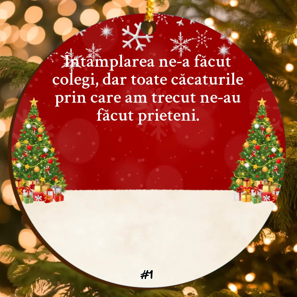 Decorațiune de Crăciun cu Personaje Personalizabile și Text Personalizabil pentru Colegi deveniți Prieteni (până la 6 persoane)