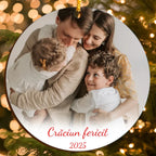 Ornament de Crăciun Personalizat cu Fotografie și Text