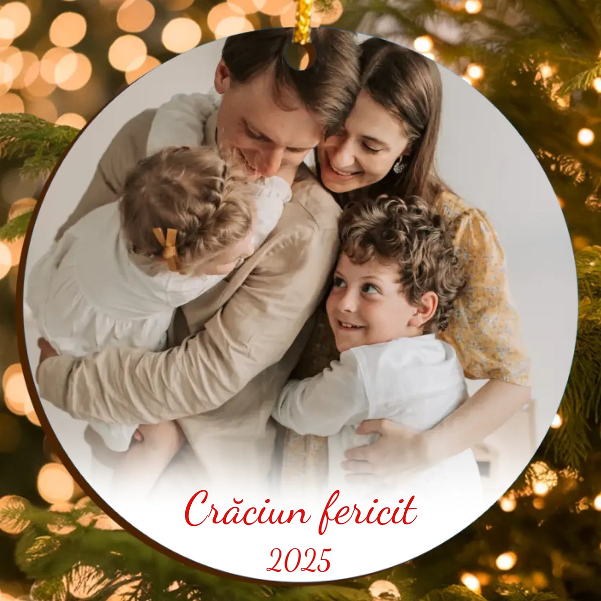Ornament de Crăciun Personalizat cu Fotografie și Text