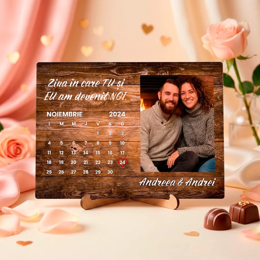 Decorațiune personalizată cu fotografie, text și dată specială