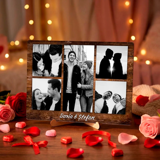 Decorațiune personalizată cu colaj foto și text